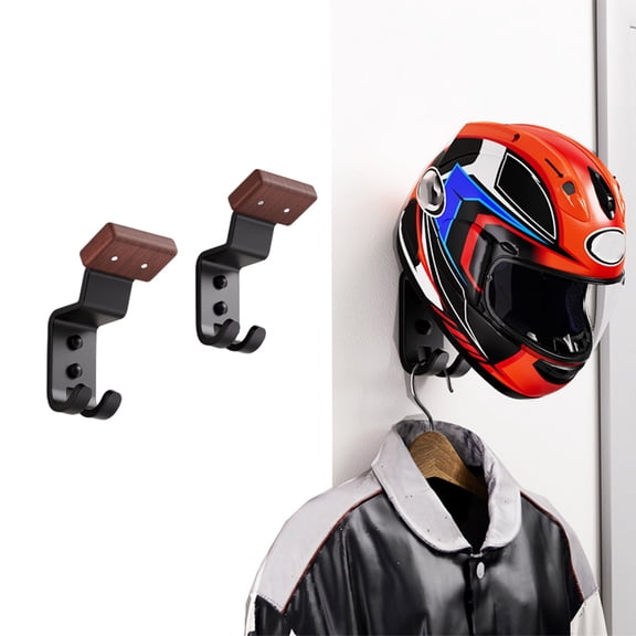 Yrmaups Motorcycle Helmet Rack, Wall Mounted Hat Storage Display Rack, Heavy Duty Stainless Steel Helmet Holder for Garage Entryway and Living Room, 2 Pack Motorcycle Gear Organizer
