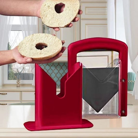 Yrmaups Portable Bagel Slicer Cutter, Removable Bread Bagel Slicer Tool for Toaster, Adjustable Thickness Bagel Cutter Guillotine for Bagels Buns Bread Rolls, Kitchen Gadget for Home Restaurant