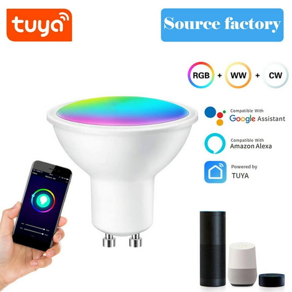 Yrmaups Smart LED Bulb, GU10 5W WiFi Dimmable Bulb, RGBCW Color Changing Light, Works with Alexa Google Home, 16 Million Colors, Music Sync, Tuya Smart Life App