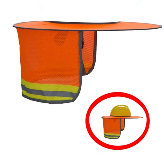 Yrmaups Summer Helmet Sun Protection Cloth, Hard Hat Sun Shield with Breathable Mesh Nape Protector, Foldable Sun Visor for Construction Outdoor Work, Safety Helmet Sunshade Cover