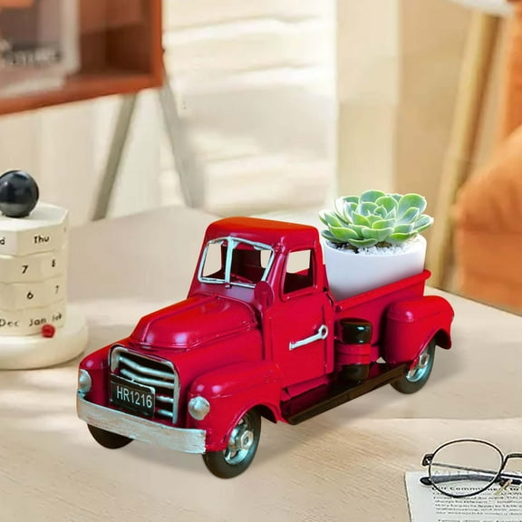Yrmaups Vintage Truck Flower Pot, Retro Style Pickup Truck Garden Decor, Rustic Metal Planter for Outdoor Patio Lawn and Indoor Home Decor, Creative Gardening Gift