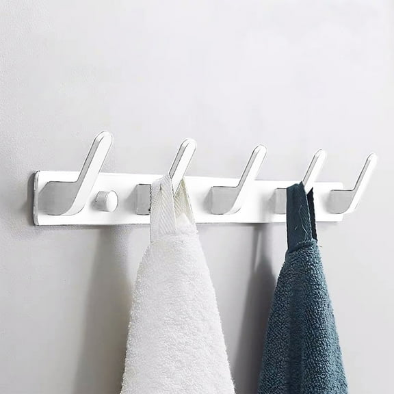 Yrmaups Wall Mounted Coat Rack 5 Hooks, Heavy Duty Stainless Aluminum Metal Coat Hook Rail, Entryway Mudroom Bathroom Organizer For Coats Hats Towels Purses Robes, Space Saving Wall Mounted Hanger