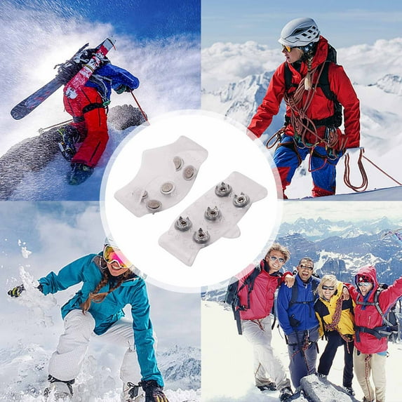 Yrmaups Winter Snow Crampons, Non-Slip Anti-Fall Shoe Covers for Elderly Adults, 5-Claw Ice Grips for Hiking Boots and Snow Shoes, Elastic Traction Cleats for Outdoor Walking on Ice and Snow