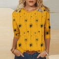thumbnail image 1 of Yrmaups Women Loose Fit 3/4 Sleeve Sunflower Pullover Tops, Casual Round Neck Tee, Soft Breathable Basic Blouse for Fall Daily Office Wear, Yellow M, 1 of 9