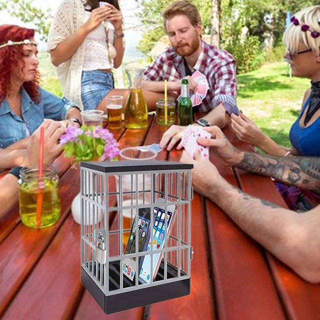 YruYptpaln Cell Phone Storage Cage Cell Phone Prison Lock And Key Party