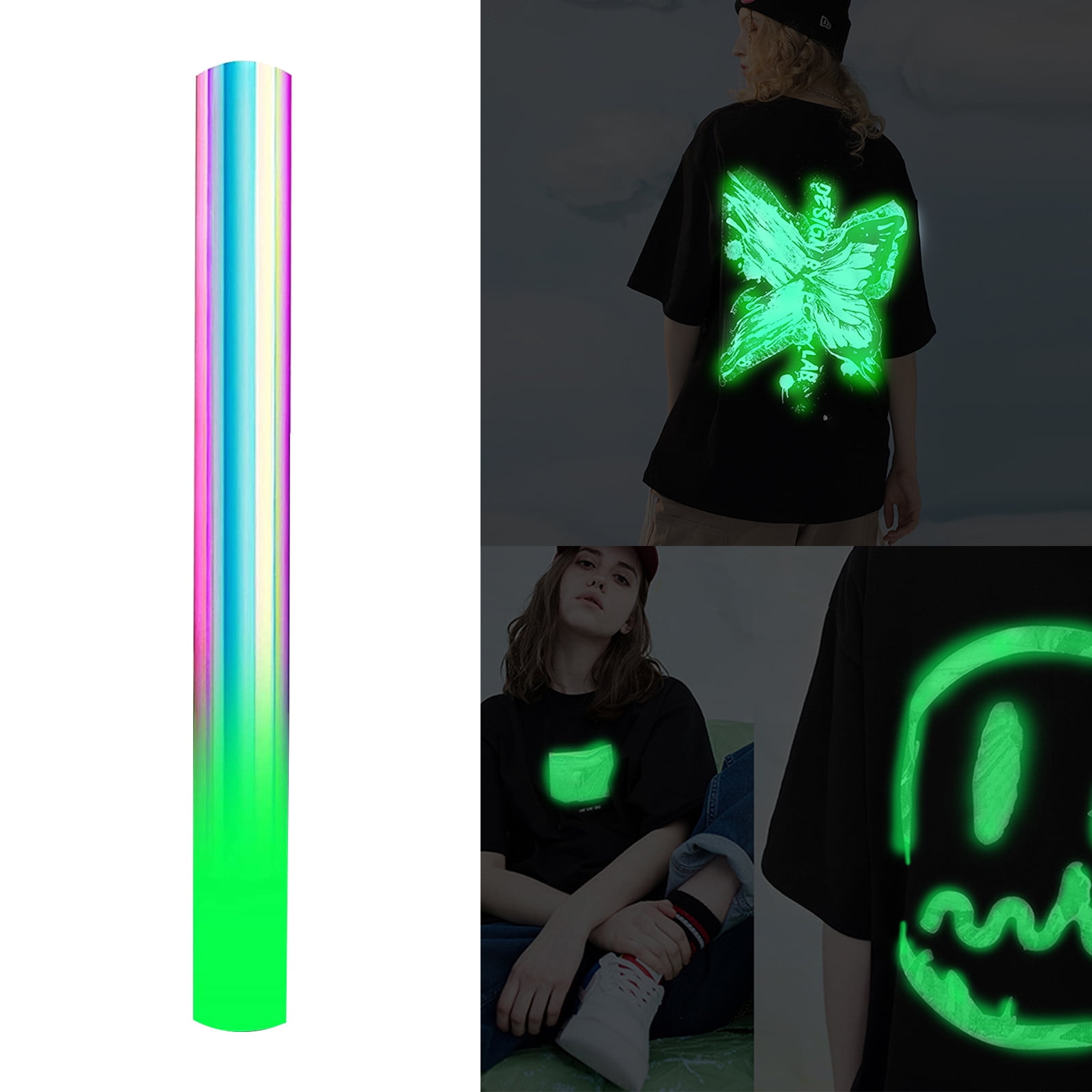 YruYptpaln Glitter HTV Heat Transfer Bundle Glow In The Dark 1 Sheets