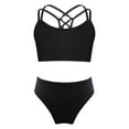 thumbnail image 1 of Yruioon 2Pcs Girls Swimsuit Strappy Back Crop Tops with Bikini Bottoms Swimming Set Cute Beach Wear Black 8, 1 of 5