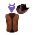 thumbnail image 1 of Yruioon Cowboy Costume for Boys Girls Western Cowboy Cowgirl Outfit Retro Vest with Cowboy Hat Purple 16, 1 of 5