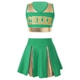 thumbnail image 1 of Yruioon Girls Cheer Leader Outfit Cheerleading School Uniform Letter Print Tank Top with Pleated Green 14, 1 of 7