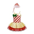 thumbnail image 1 of Yruioon Girls Christmas Ballet Dance Dress Xmas Santa Figure Ice Skating Costume Striped Leotard Red 6, 1 of 7