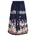 thumbnail image 1 of Yruioon Girls Horse Face Skirts Chinese Traditional Skirts Vintage A-line Pleated Long Skirt Navy Blue 130, 1 of 7