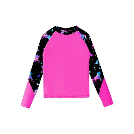 Yruioon Girls Long Sleeve Rash Guard Shirt Water Beach Surfing Swimming Tops Sunscreen Swimwear Hot Pink 16