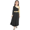 thumbnail image 1 of Yruioon Girls Metallic Gold Praise Dance Dress Liturgical Dancewear Loose Full Length Worship Costume Black 4, 1 of 7