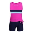 thumbnail image 1 of Yruioon Girls Two-Piece Swimsuit Tankini Bathing Suit Summer Sleeveless Top with Shorts Swimwear Set Rose 8, 1 of 7