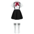 thumbnail image 1 of Yruioon Japanese School Girls Uniform Sailor Dress Shirts Skirt with Socks Set Choir Chorus Anime ype B Black 120, 1 of 7