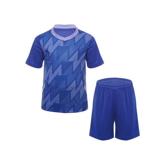 Yruioon Kids Boys Basketball Jersey Tracksuit Quick Dry Athletic T-Shirt with Mesh Shorts Set Summer Blue S