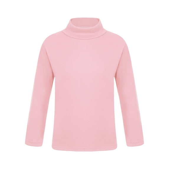 Yruioon Kids Boys Girls Turtleneck Thermal Underwear Winter Baselayer Shirts Long Sleeve Solid Pink 110