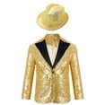 thumbnail image 1 of Yruioon Kids Boys Shiny Sequins Tuxedo Suit Jacket Coat Blazer Halloween Party Festival Dance Gold 12, 1 of 6