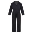 thumbnail image 1 of Yruioon Kids Boys Turndown Collar Dungarees Long Sleeve Style Jumpsuit Solid Color Coverall All in Black 8, 1 of 7
