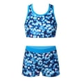 thumbnail image 1 of Yruioon Kids Girls 2 Pieces Swimsuit Swim Crop Top with Boyshorts Swimwear Set Tankini Bathing Suit Blue 8, 1 of 7
