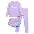 thumbnail image 1 of Yruioon Kids Girls 3pcs Rash Guard Bathing Suit Long Sleeve Printed Beach Surfing Swimsuit Purple 6XL, 1 of 7