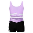 thumbnail image 1 of Yruioon Kids Girls Gymnastic Ballet Dance Outfits 2 Piece Tracksuits Sports Crop Tops and Booty Light Purple 6, 1 of 7