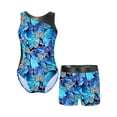 thumbnail image 1 of Yruioon Kids Girls Gymnastics Leotards with Shorts Ballet Dance Unitards Biketards Activewear Butterfly Blue 10, 1 of 6