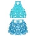 thumbnail image 1 of Yruioon Kids Girls Jazz Latin Samba Rumba Ballroom Performance Costume Metallic Crop Top with Tutu Blue 6, 1 of 6