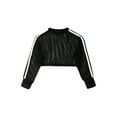 thumbnail image 1 of Yruioon Kids Girls Mesh Long Sleeve Crop Top for Workout Gymnastic Dance Sports Round Neck Pullover Black 8, 1 of 3
