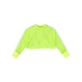 thumbnail image 1 of Yruioon Kids Girls Mesh Long Sleeve Crop Top for Workout Gymnastic Dance Sports Round Neck Pullover Fluorescent Green 16, 1 of 6