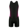 thumbnail image 1 of Yruioon Kids Girls One-Piece Swimsuit Open Back Swimming Costume Boyleg Bathing Suit Jumpsuits Rose Red&Black 16, 1 of 7