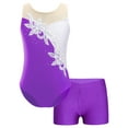 thumbnail image 1 of Yruioon Kids Girls Rhinestone Floral Gymnastics Dance 2 Piece Outfits Sleeveless Leotards with Purple 8, 1 of 7