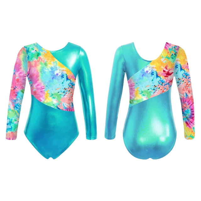 Gymnastics Bodysuit Easyforever Girls Metallic Leotard - Shiny Dance Bodysuit Long Sleeve Gymnastics Unitard - Foto 3