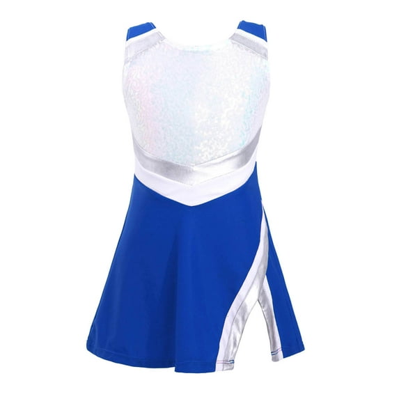 Yruioon Kids Girls Shiny Sequins Tennis Golf Sport Dress Outfits Athletic 2 Pcs A-Line Dress with Royal Blue 8