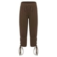 thumbnail image 1 of Yruioon Men's Medieval Ankle Banded Pirate Pants Gothic Renaissance Viking Pirate Costume Lace-Up Coffee 130/135, 1 of 5