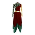 thumbnail image 1 of Yruioon Praise Dance Dresses for Women Stylish Color Block Overlays Tunics Irregular Worship Dance Dress Burgundy M, 1 of 7