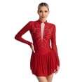 thumbnail image 1 of Yruioon Women's Figure Skating Costume Shiny Roller Ice Skating Dance Dress Skirted Leotard for Burgundy S, 1 of 7