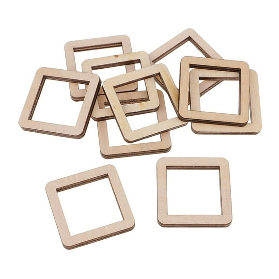 YsXoWiui Unfinished Wood Hollow Square Wooden Pieces for Woodcraft 10 Pieces 40x40mm