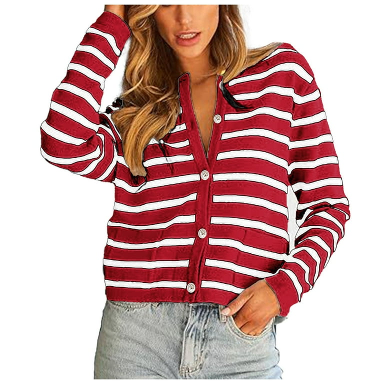 Polyester Casual Autumn Striped Cardigans Polyester Casual Autumn Striped Cardigans