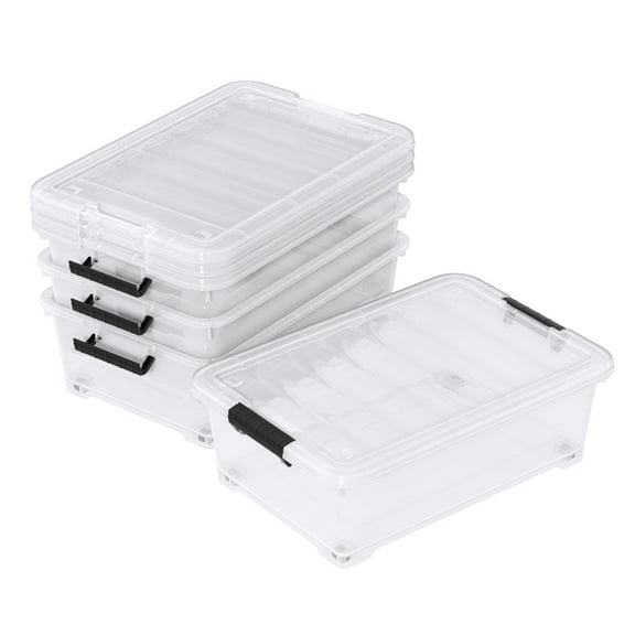 Ysmiltion 20 Quart Plastic Underbed Storage Bins with Lids, 4-Pack Clear Underbed Storage Containers with Wheels