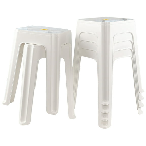 Ysmiltion 6-Pack 18.7 Inch Plastic Stackable Stools Chair, White Backless Nesting Stool for Classroom