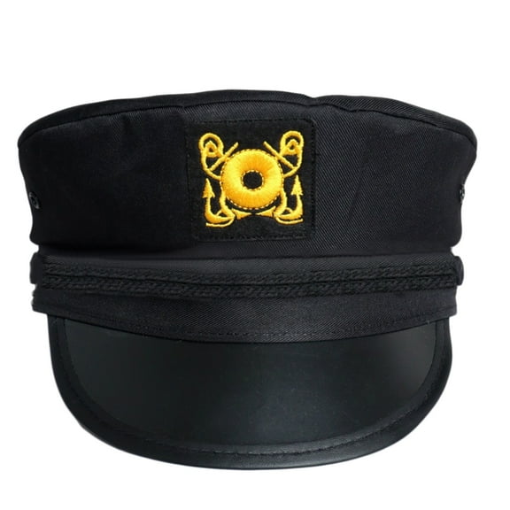 Ysmooiuy Black Captain Hat Yacht MilitaryHats Boats Skippers Ship Captain Costume Hat Navy Marine for Men Women