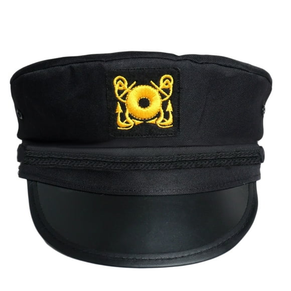 Black Captain Hat Yacht MilitaryHats Boats Skippers Ship Captain Costume Hat Navy Marine for Men Women