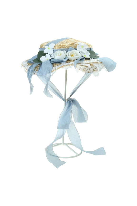 Handmade Women 1800s Victorians Wedding Tea Party Hat Bonnet Flat Bonnet Hat Color Flower Sun Hat Straw Weaving Hats