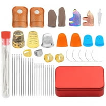 Ysmooiuy Sewing Thimble Sewing Needle Set, Rubber Finger Tips Guard Silicone Thimble Leather Coin Thimble Sewing Thimble Rings