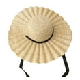 thumbnail image 1 of Ysmooiuy Straw Hat with Ribbon Pattern for Sun for Outdoor Beach Sunhat, 1 of 9