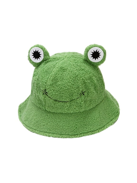 Winter Bucket Hat Polyester Plush Fisherman Caps for Women Men Keep Warm Cartoon for Frog Trendy Accessories