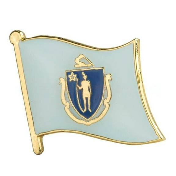 Ysmzzmsy 1 PCS（0.75x0.63 inch) Massachusetts Flag Pin Suit lapel flag pins Plated Metal Enamel Souvenir Hat Men Women Patriotic
