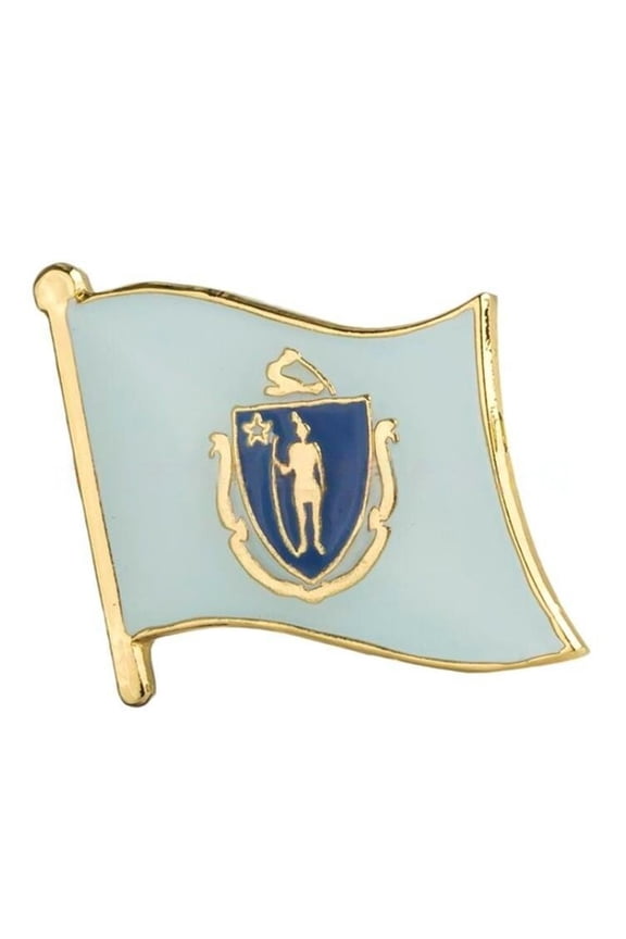 1 PCS0.75x0.63 inch) Massachusetts Flag Pin Suit lapel flag pins Plated Metal Enamel Souvenir Hat Men Women Patriotic