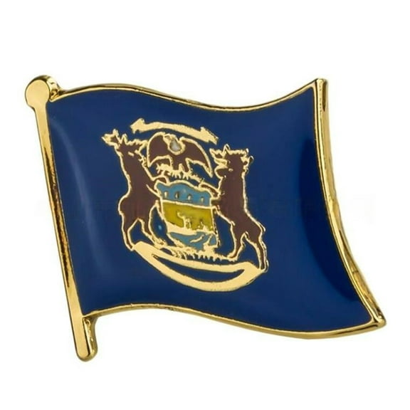 Ysmzzmsy 1 PCS（0.75x0.63 inch) Michigan Flag Pin Suit lapel flag pins Plated Metal Enamel Souvenir Hat Men Women Patriotic